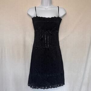Ruby Rose Black Lace Satin Tie Mini Dress